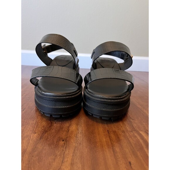 ASOS Chunky Platform Heel Sandals Truffle Collection Black Buckle 6 Faux Leather - Picture 3 of 12